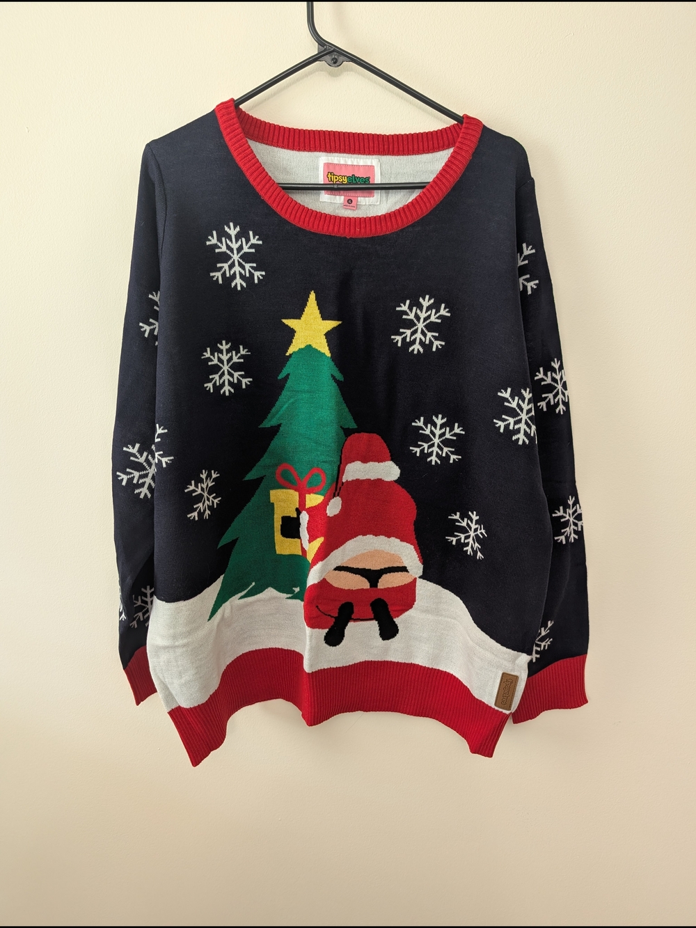 Tipsy Elves Women's Black Winter Whale Tail Ugly Christmas Sweater Sz XL NWT